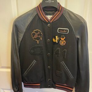 Coach 1941 Varsity Black Wool and Leather Jacket